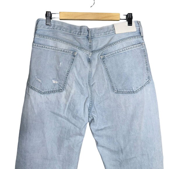 7 For All Mankind High Rise Easy Straight Leg Jeans in Sun Blue Ridge Wash 30 - Picture 7 of 11